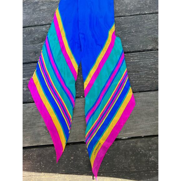 Liz Claiborne scarf oblong blue pink yellow - Picture 6 of 15
